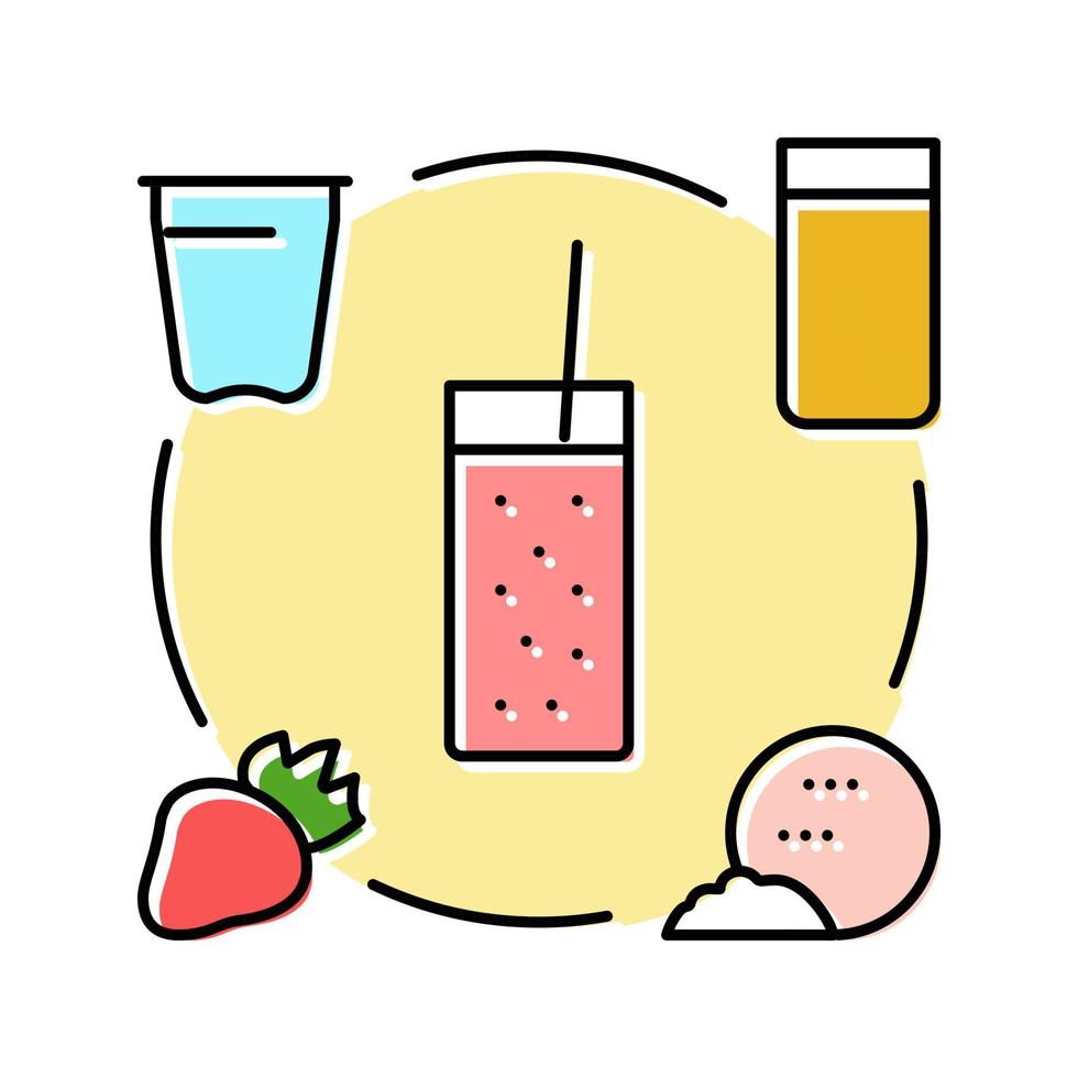 batido receta fruta jugo comida color icono vector ilustración