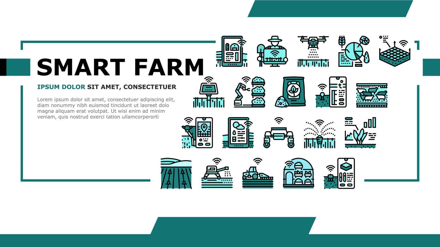 vector de encabezado de aterrizaje de agricultura inteligente de granja