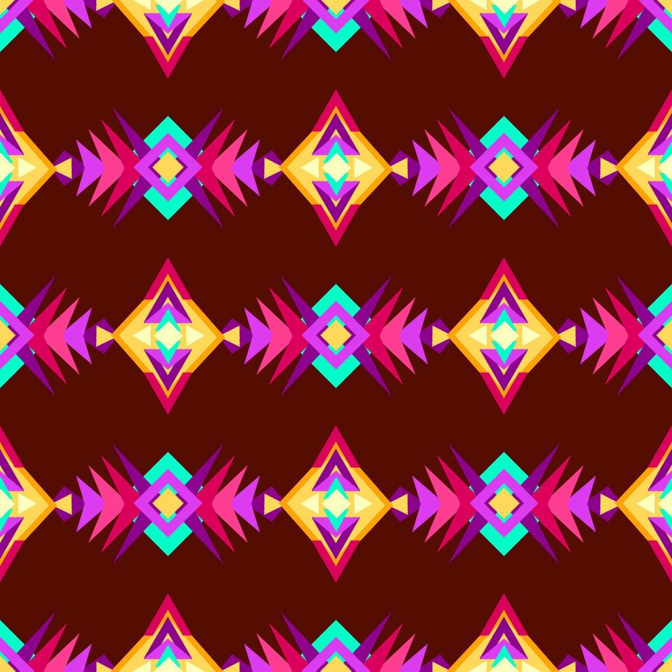 Mexican ethnic decor. Geometric shapes seamless pattern. Colorful vector background.