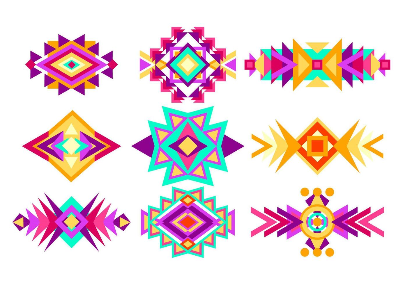 Mexican ethnic elements set. Geometric shapes patterns. Tribal symbol. Vector. vector