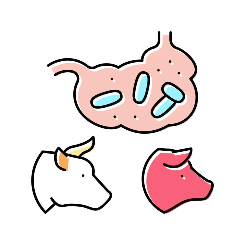 coli bacillus domestic animal color icon vector illustration