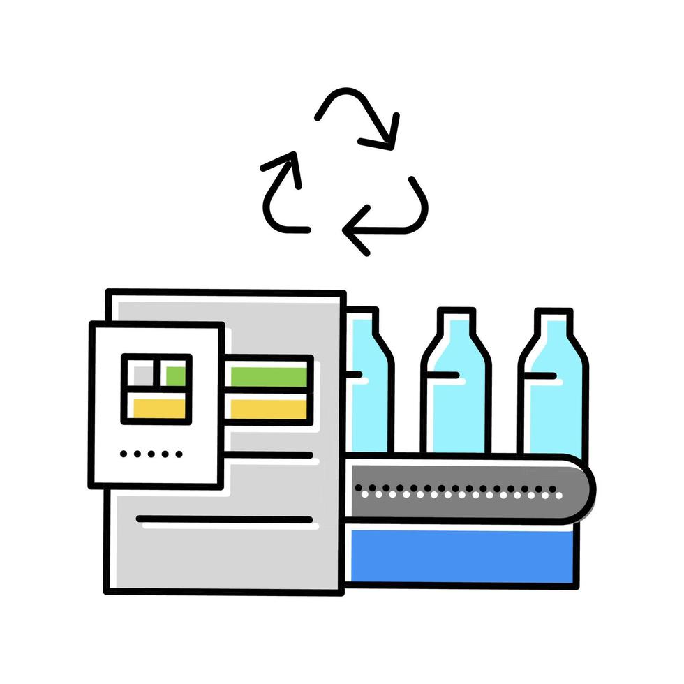 plastic recycling conveyor color icon vector illustration