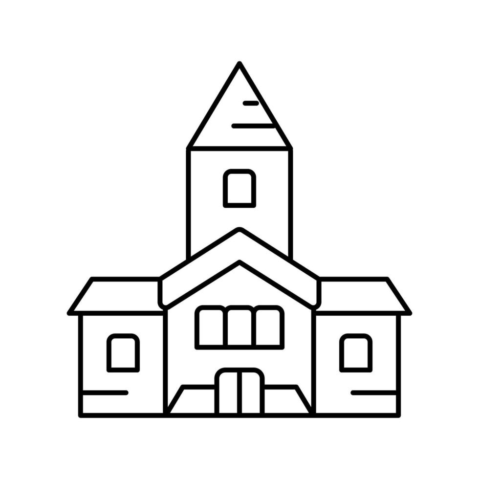 ilustración de vector de icono de línea de edificio de iglesia