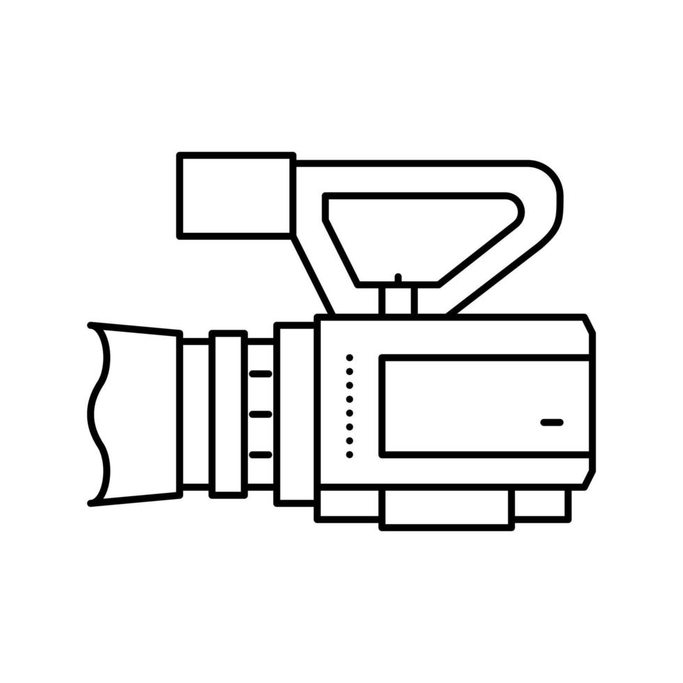 Ilustración de vector de icono de línea de película de producción de video de videocámara