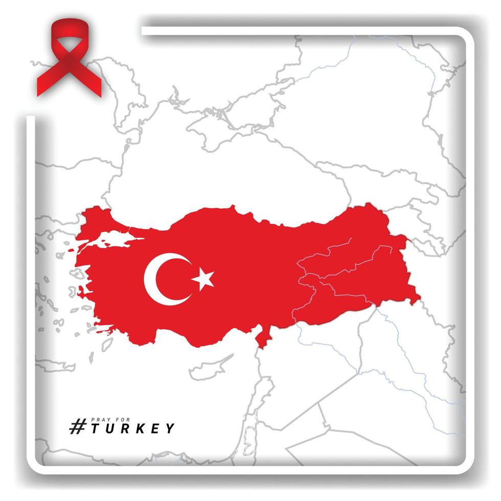 Pray for Turkey. Vector illustration with text asking for prayer due to strong earthquake hitting region of turkey