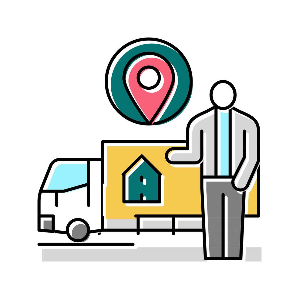 relocation services interior design color icon vector illustration