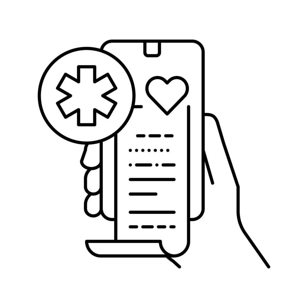 ilustración de vector de icono de línea de salud digital