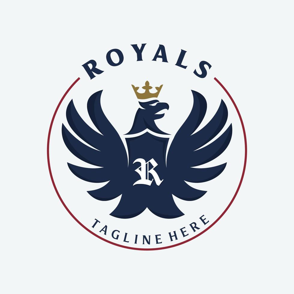 emblema de la carta real con águila americana coronada vector