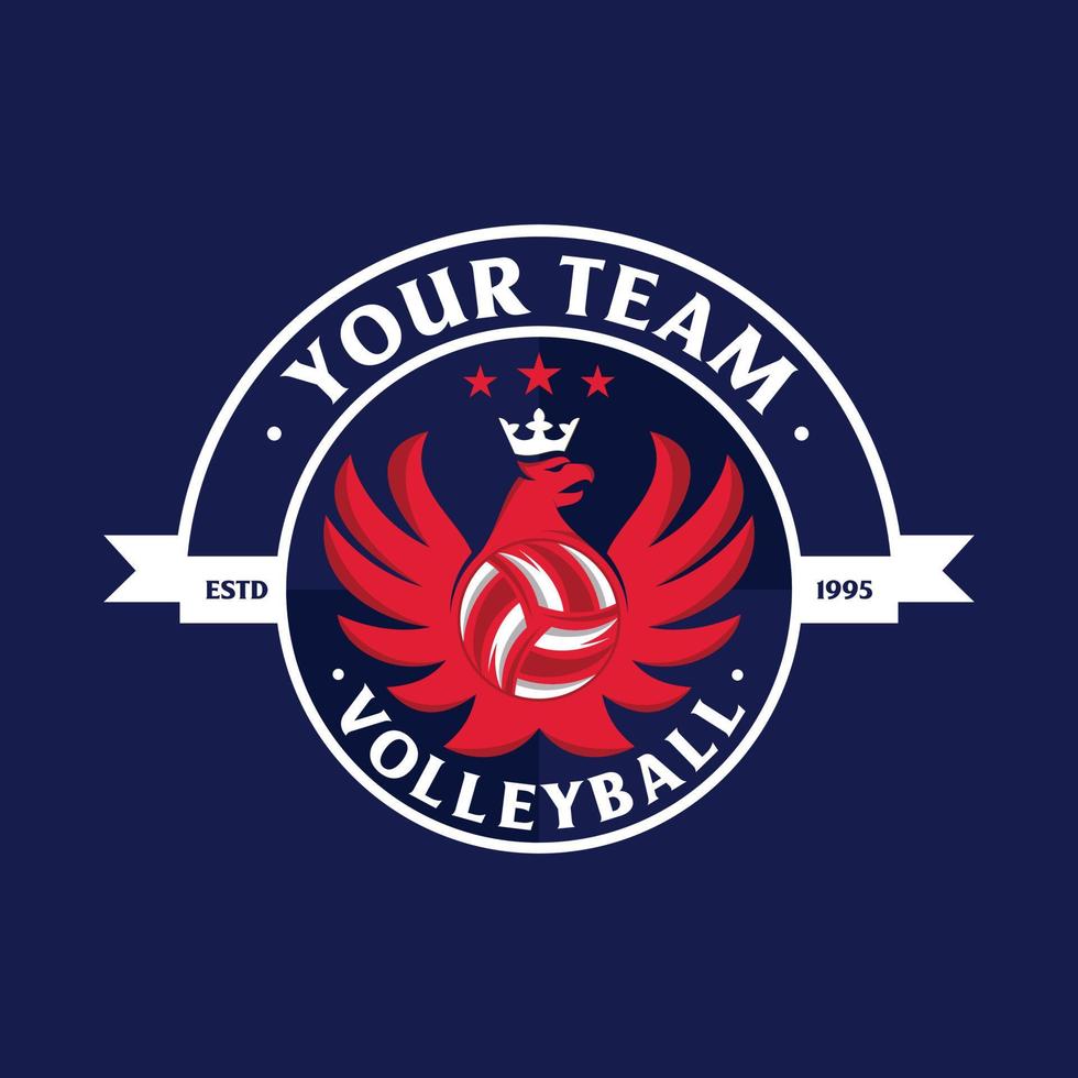 Diseño de vector de fondo de logotipo de emblema de voleibol