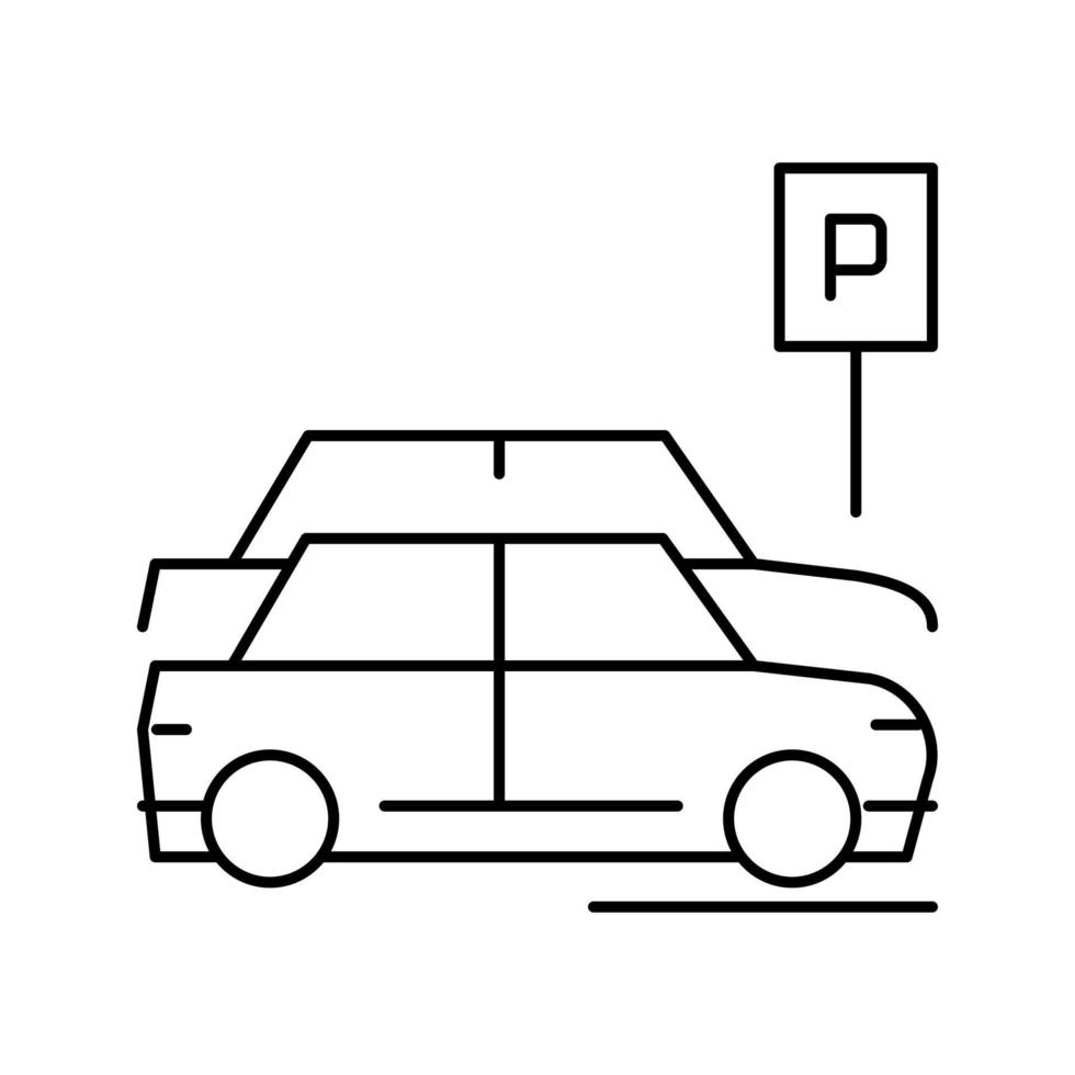 ilustración de vector de icono de línea de estacionamiento en la calle