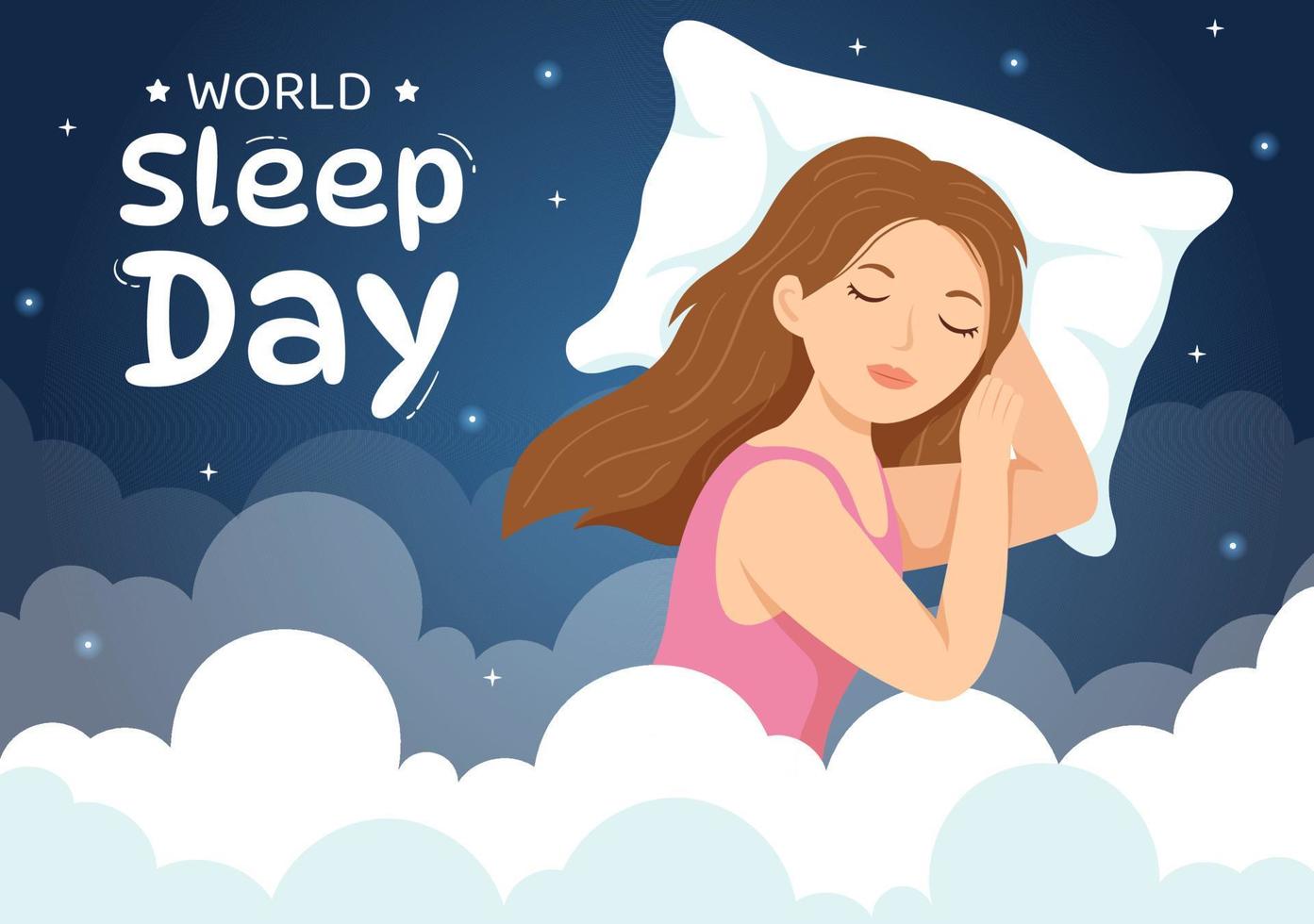 World Sleep Day on March 17 Illustration with People Sleeping and Planet Earth in Sky Backgrounds Flat Cartoon Hand Drawn for Landing Page Templates vector