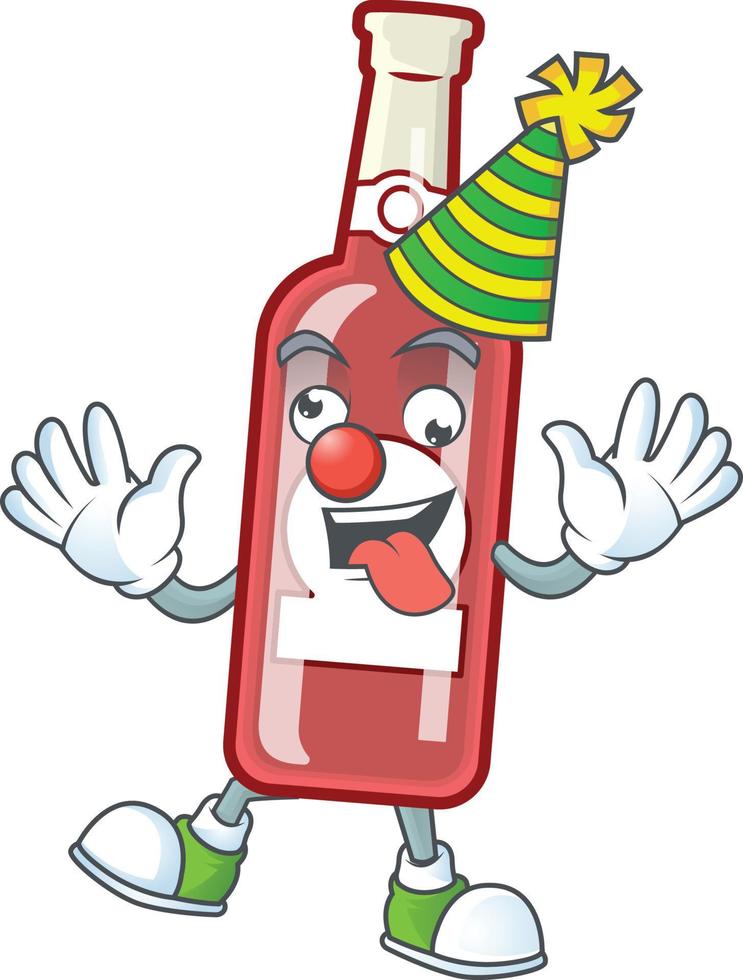 Cute champagne red bottle cartoon vector