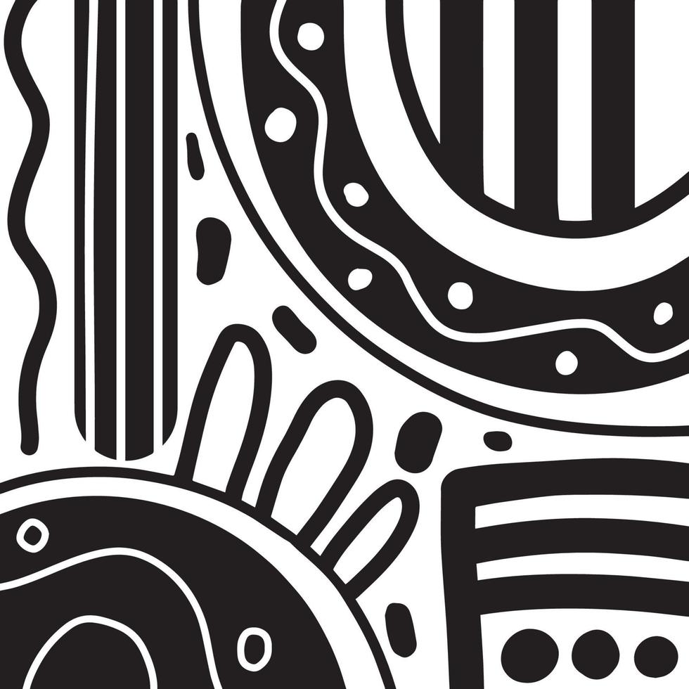 ilustración vectorial de garabatos en blanco y negro. líneas dibujadas a mano artes fondos abstractos patrón geométrico para impresión, papel tapiz, pancarta, afiche, arte de pared, declarativo vector