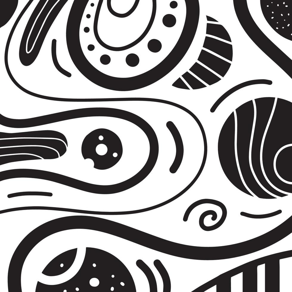 ilustración vectorial de garabatos en blanco y negro. líneas dibujadas a mano artes fondos abstractos patrón geométrico para impresión, papel tapiz, pancarta, afiche, arte de pared, declarativo vector