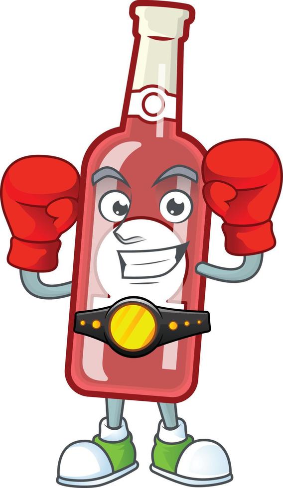 Cute champagne red bottle cartoon vector