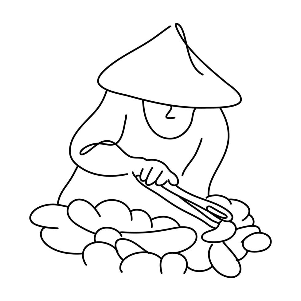 Street food line art is a style of drawing art depicting street food with smooth and clear lines. Street food line art can also be used as wall hangings or prints to give a room an artistic touch. vector