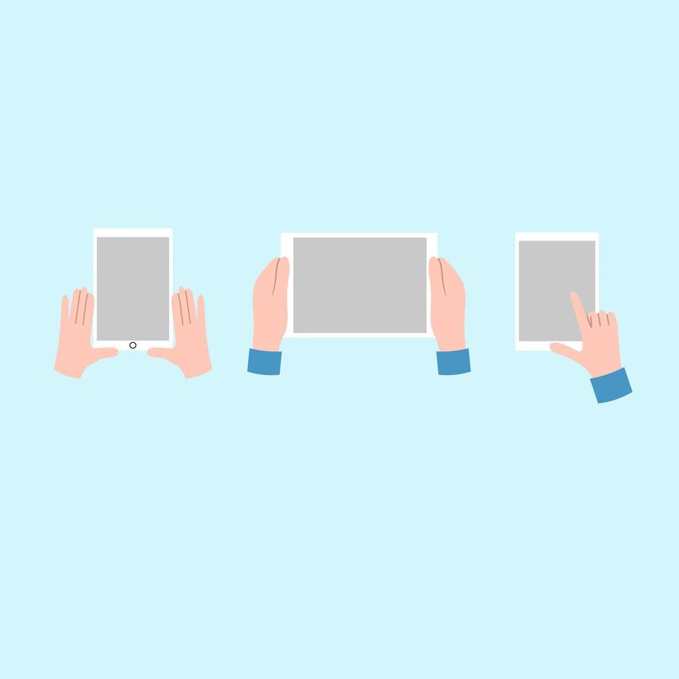 Set Of Hand Holding Tablet Device vector