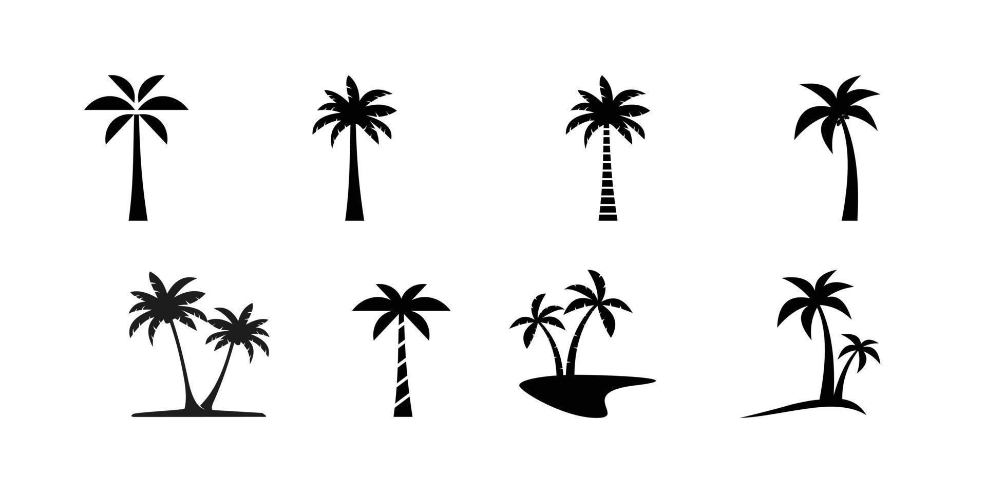 set of palm tree silhouette logo vector design