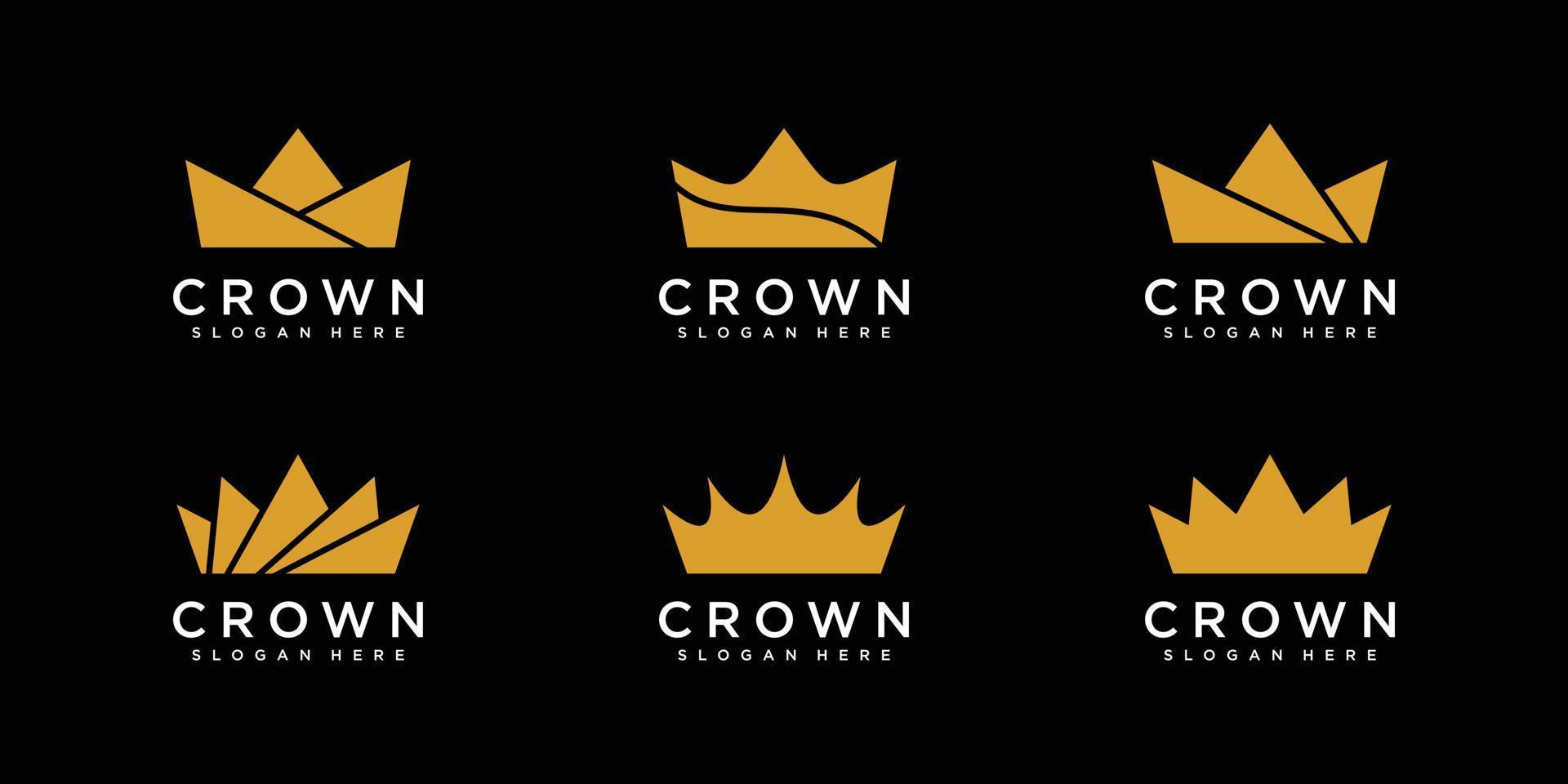 set of crown logo vector design