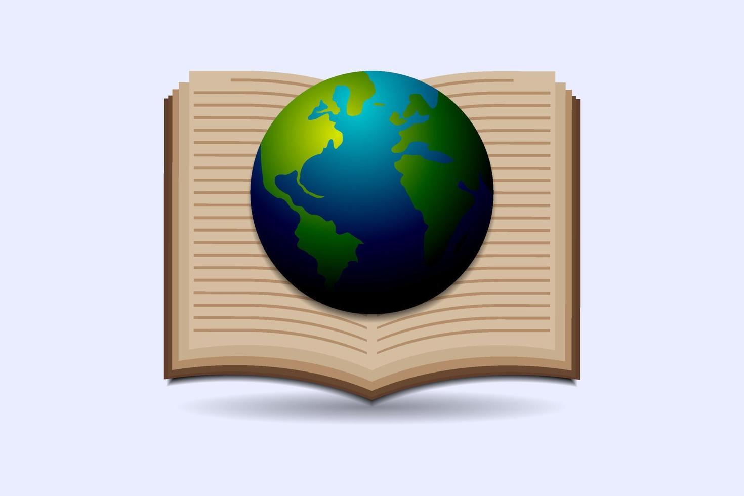 illustration of open book and earth vector