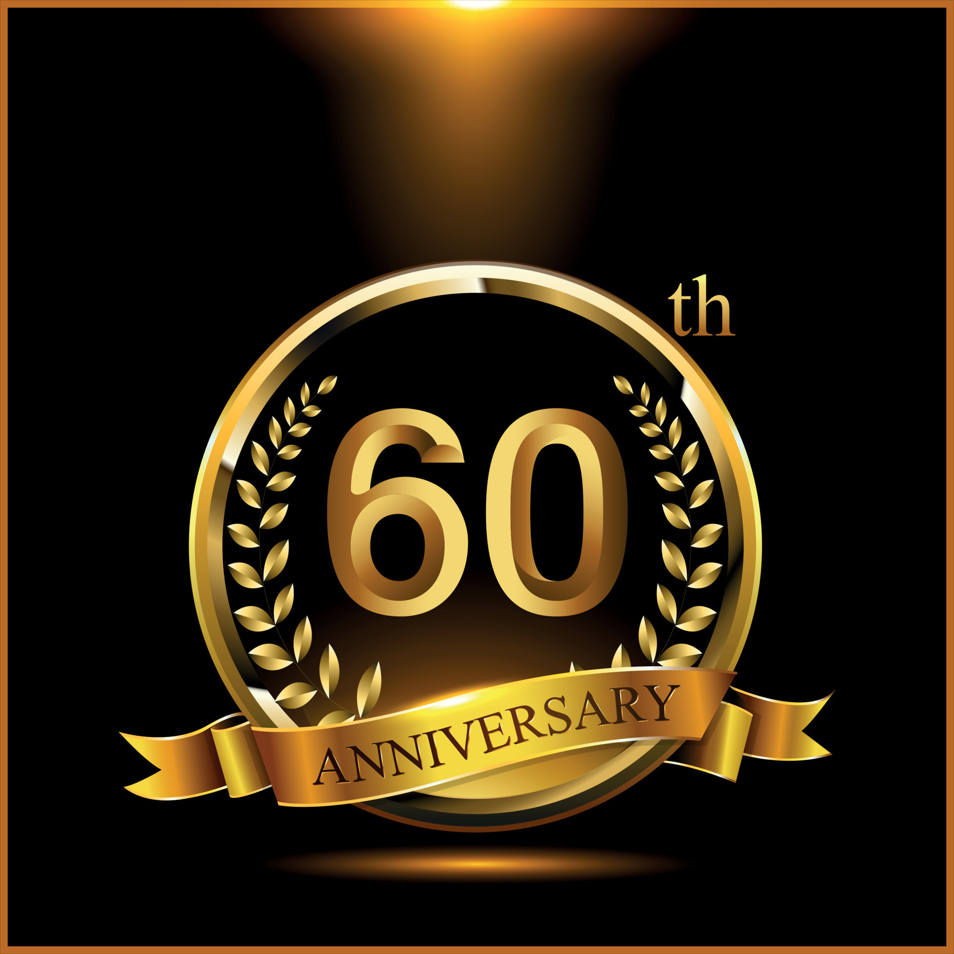 Celebrating 60 Years Anniversary Logo With Golden Ring And Ribbon celebrating-60-years-anniversary-logo-with-golden-ring-and-ribbon