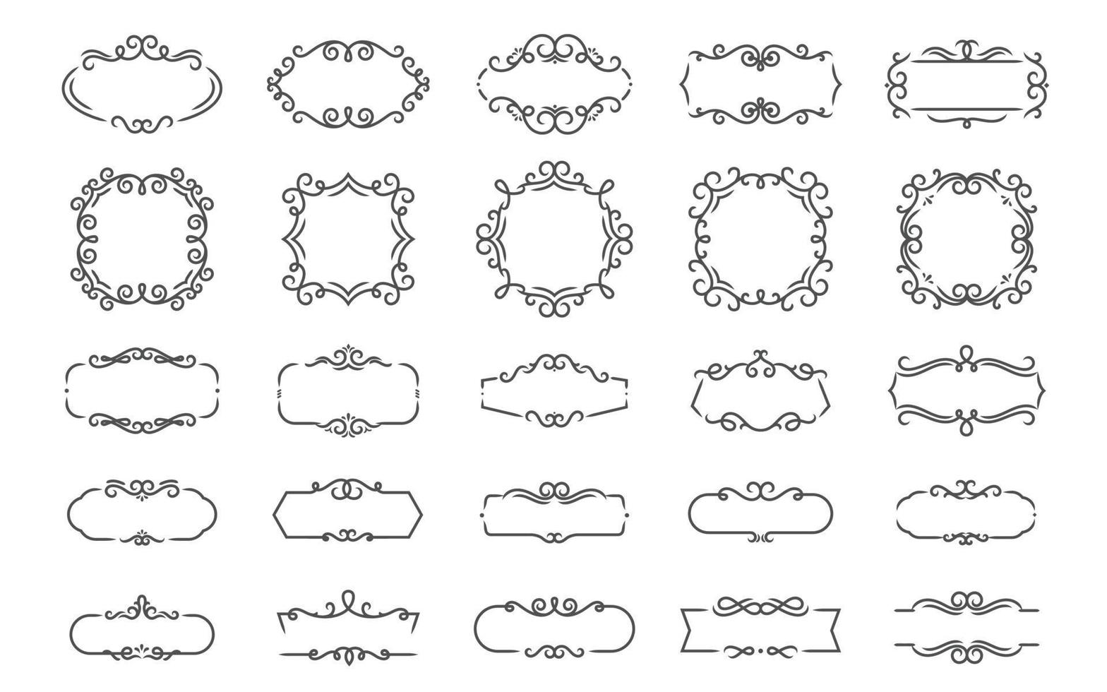 Vector set of floral ornaments elements for page decoration and design. Floral Frame.
