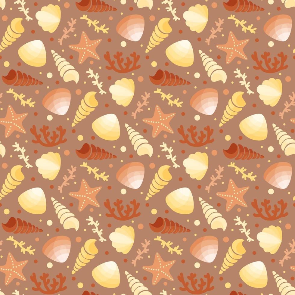 seashells seamless pattern vector