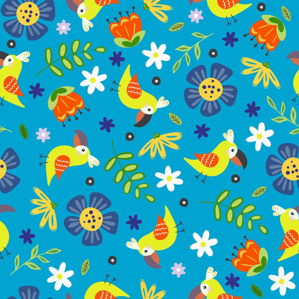 Cute seamless pattern with white bunny and beautiful flowers vector