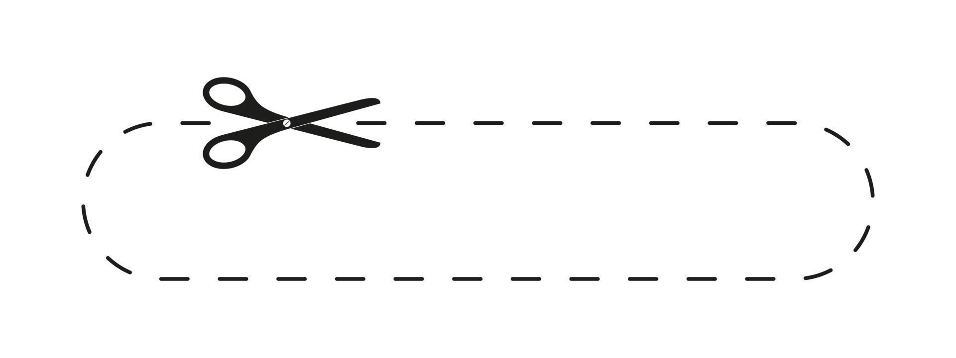 tijeras cortando forma de cupón con línea punteada. cortar aquí icono para descuento en papel, cupón, código de promoción vector