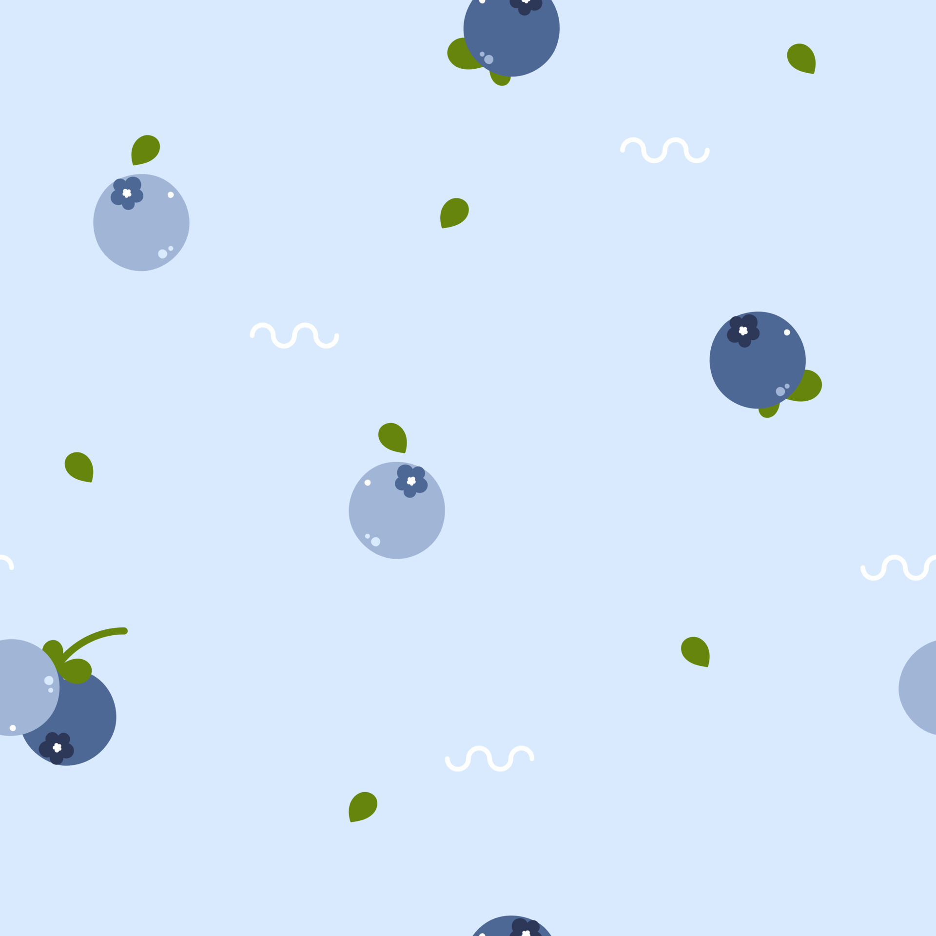 seamless minimal cute, sweet, pastel nature fruit blueberry with leaf
