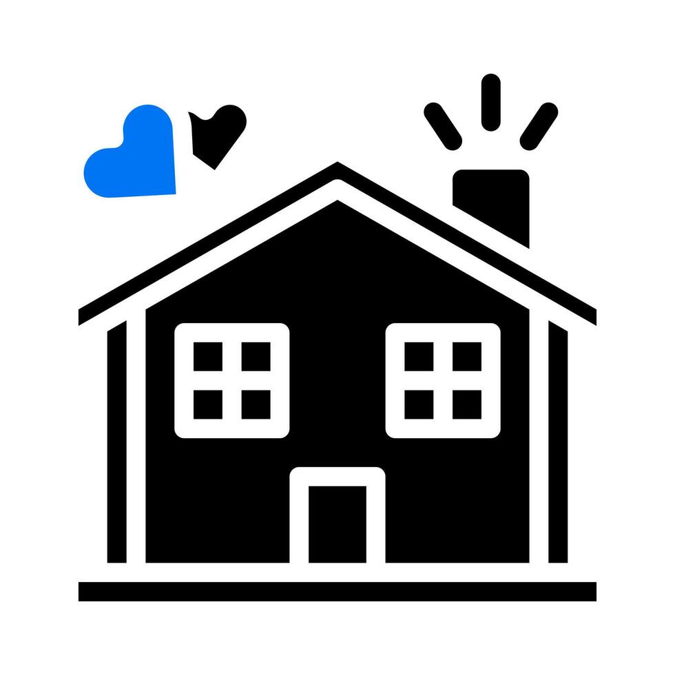 icono de la casa azul sólido estilo negro ilustración de san valentín elemento vectorial y símbolo perfecto. vector