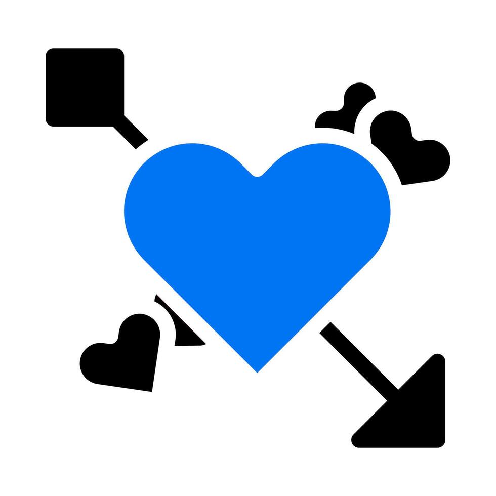 icono de corazón azul sólido estilo negro ilustración de san valentín elemento vectorial y símbolo perfecto. vector