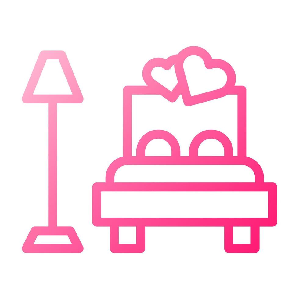 cama icono degradado rojo estilo san valentín ilustración vector elemento y símbolo perfecto.