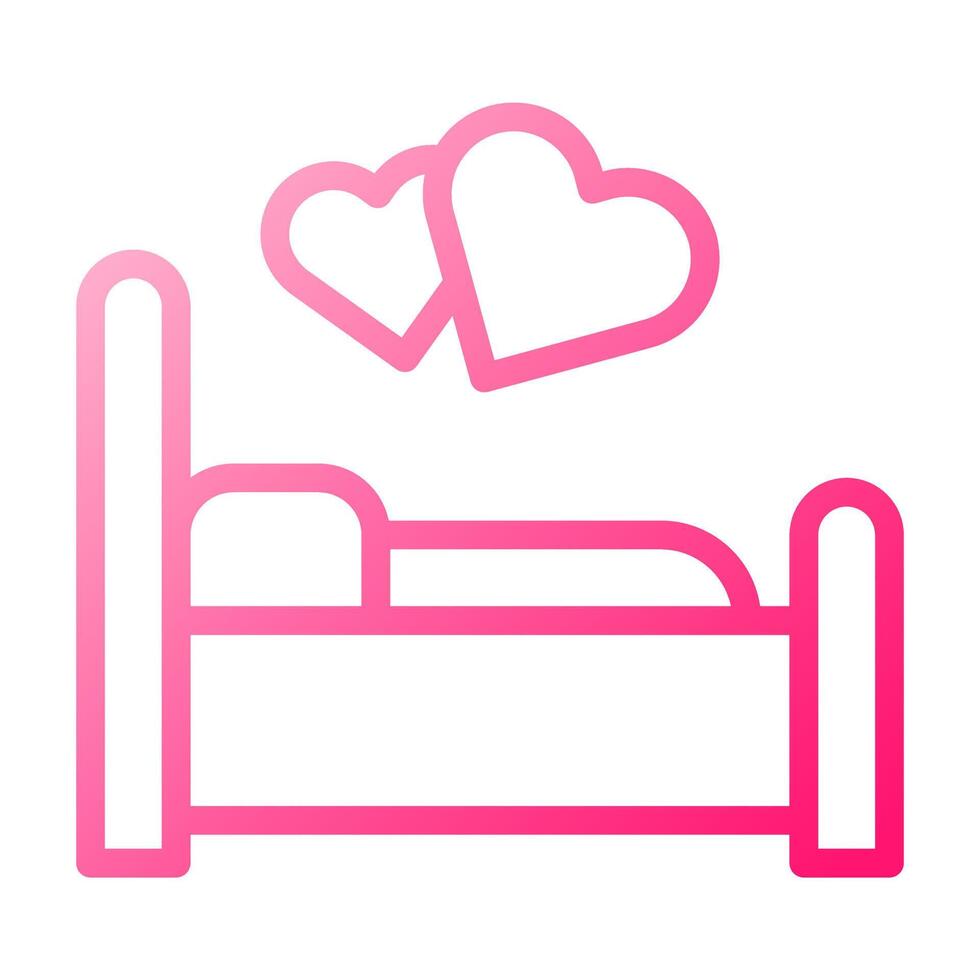 cama icono degradado rojo estilo san valentín ilustración vector elemento y símbolo perfecto.