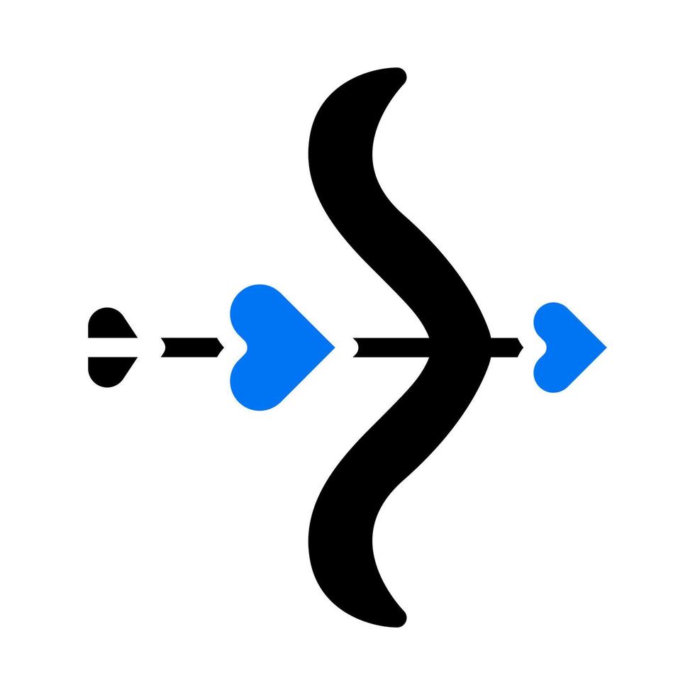 icono de flecha azul sólido estilo negro ilustración de San Valentín elemento vectorial y símbolo perfecto. vector