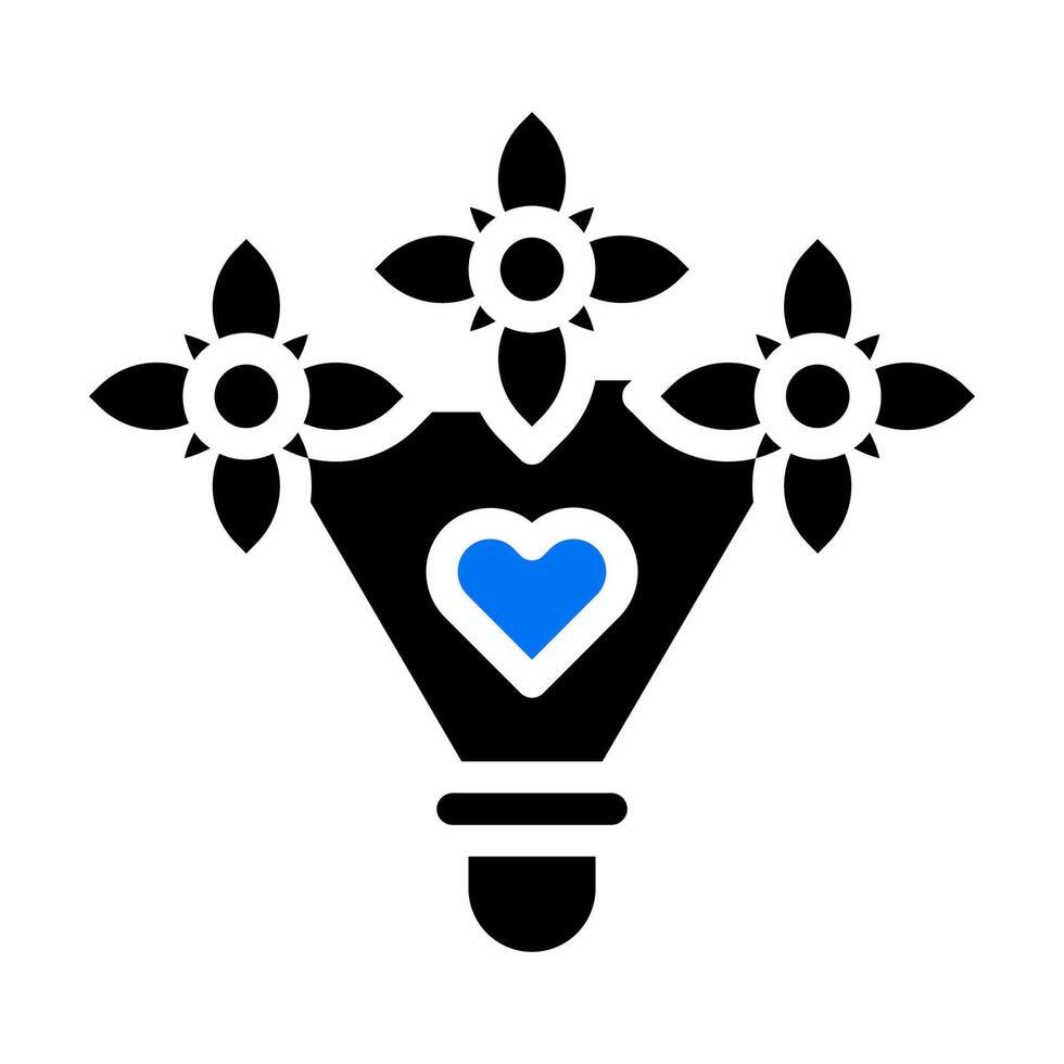 ramo icono sólido azul negro estilo san valentín ilustración vector elemento y símbolo perfecto.