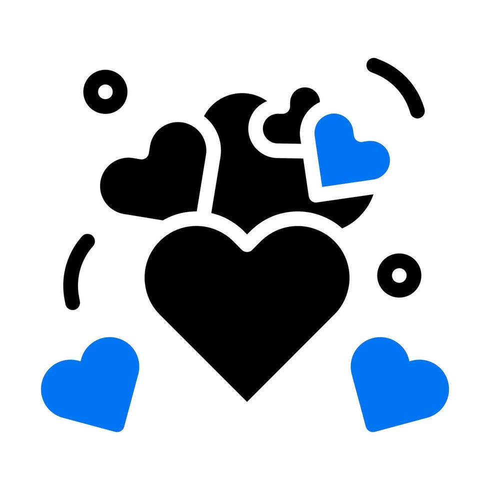 icono de corazón azul sólido estilo negro ilustración de san valentín elemento vectorial y símbolo perfecto. vector