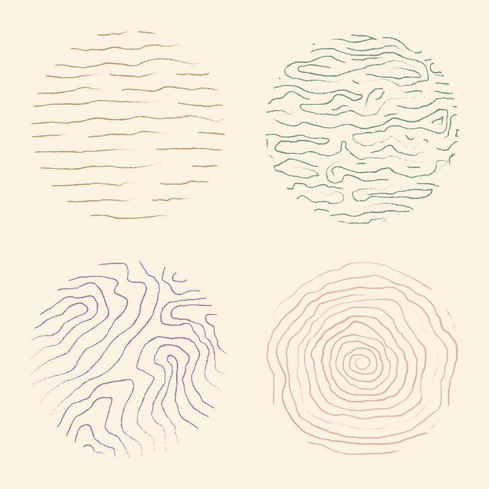 Set of round abstract colored hand drawn doodle texture shapes. vector