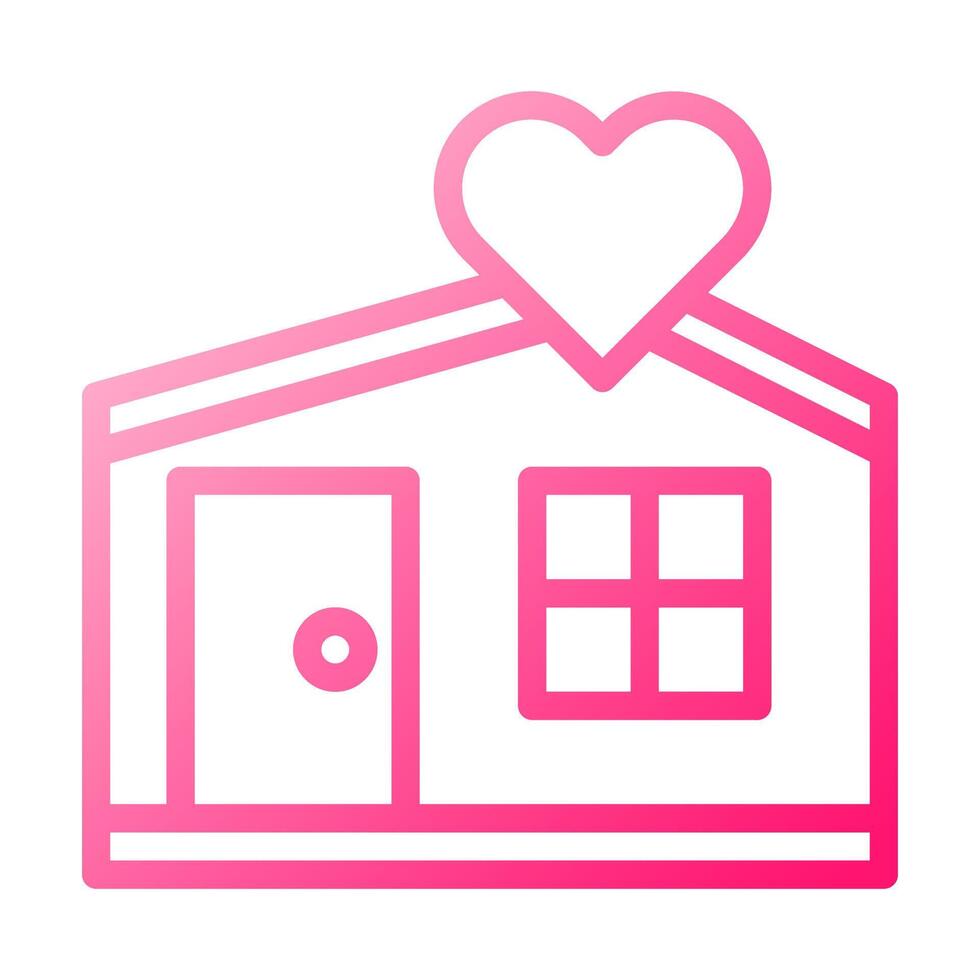 house icon gradient red style valentine illustration vector element and symbol perfect.