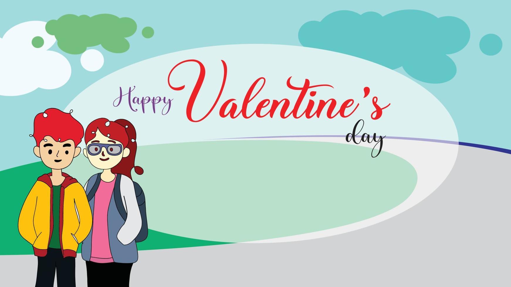 Valentine's day greeting cards with blank space areas and cartoon