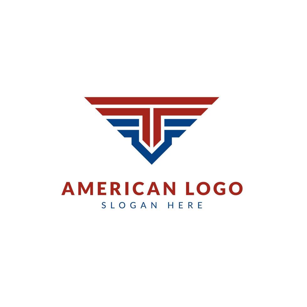 American wings emblem badge logo design vector