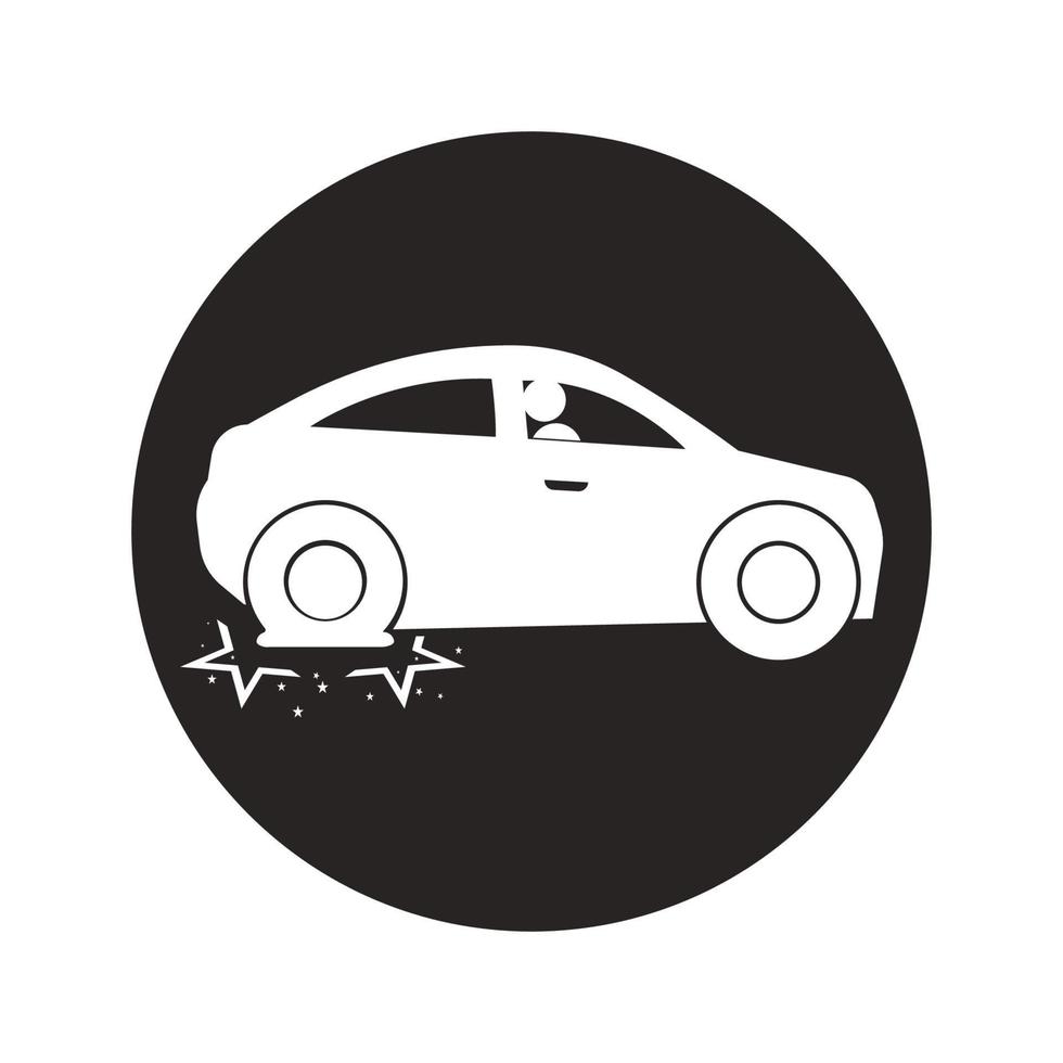 icono de coche de explosión de neumático vector