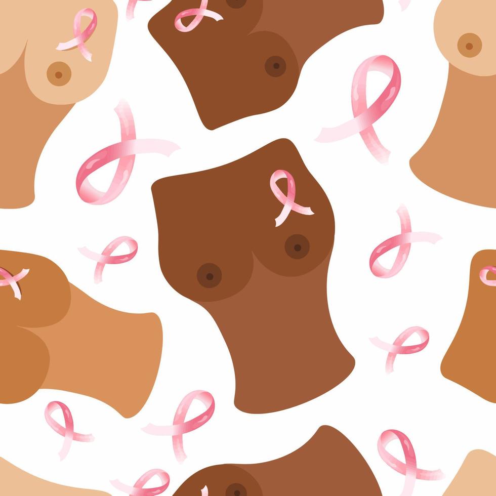 Seamless pattern Breast cancer day vector