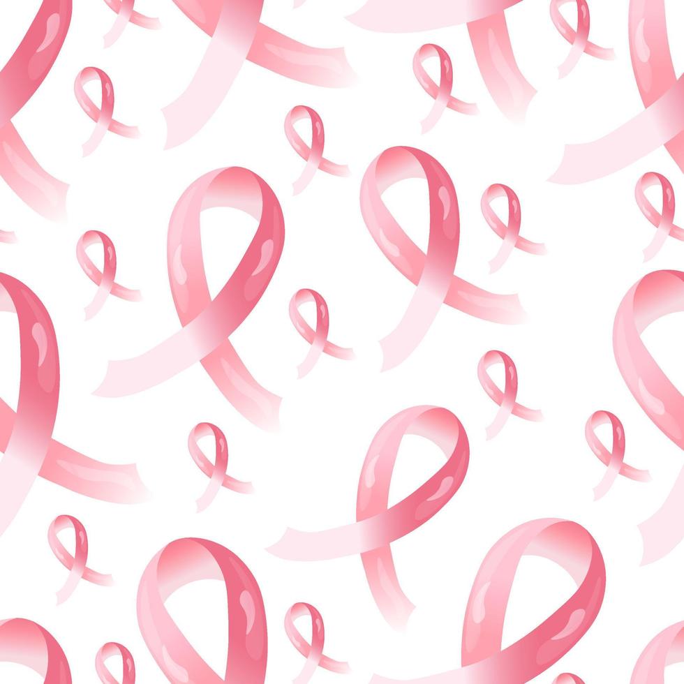 Seamless pattern Breast Cancer Day Pink Ribbon vector