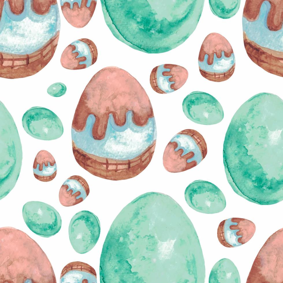 Seamless pattern watercolor eggs for easter vector