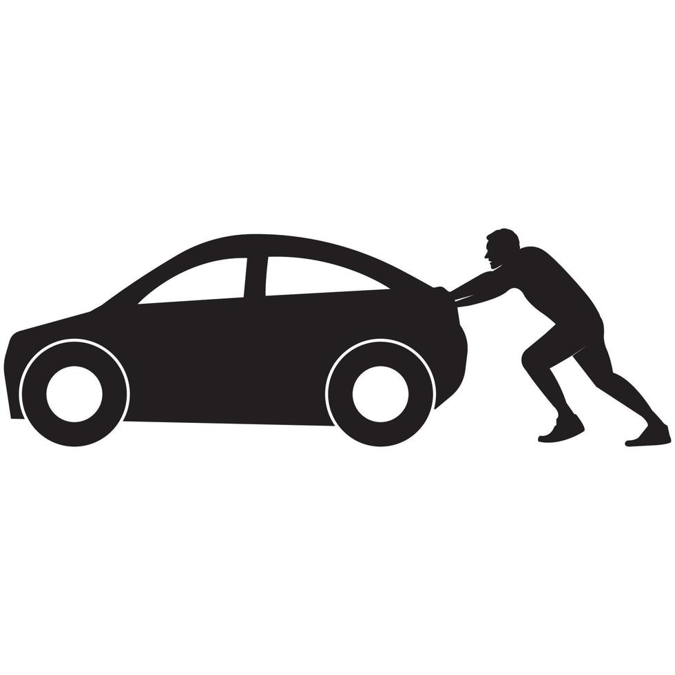 the car icon broke down or pushed the car vector
