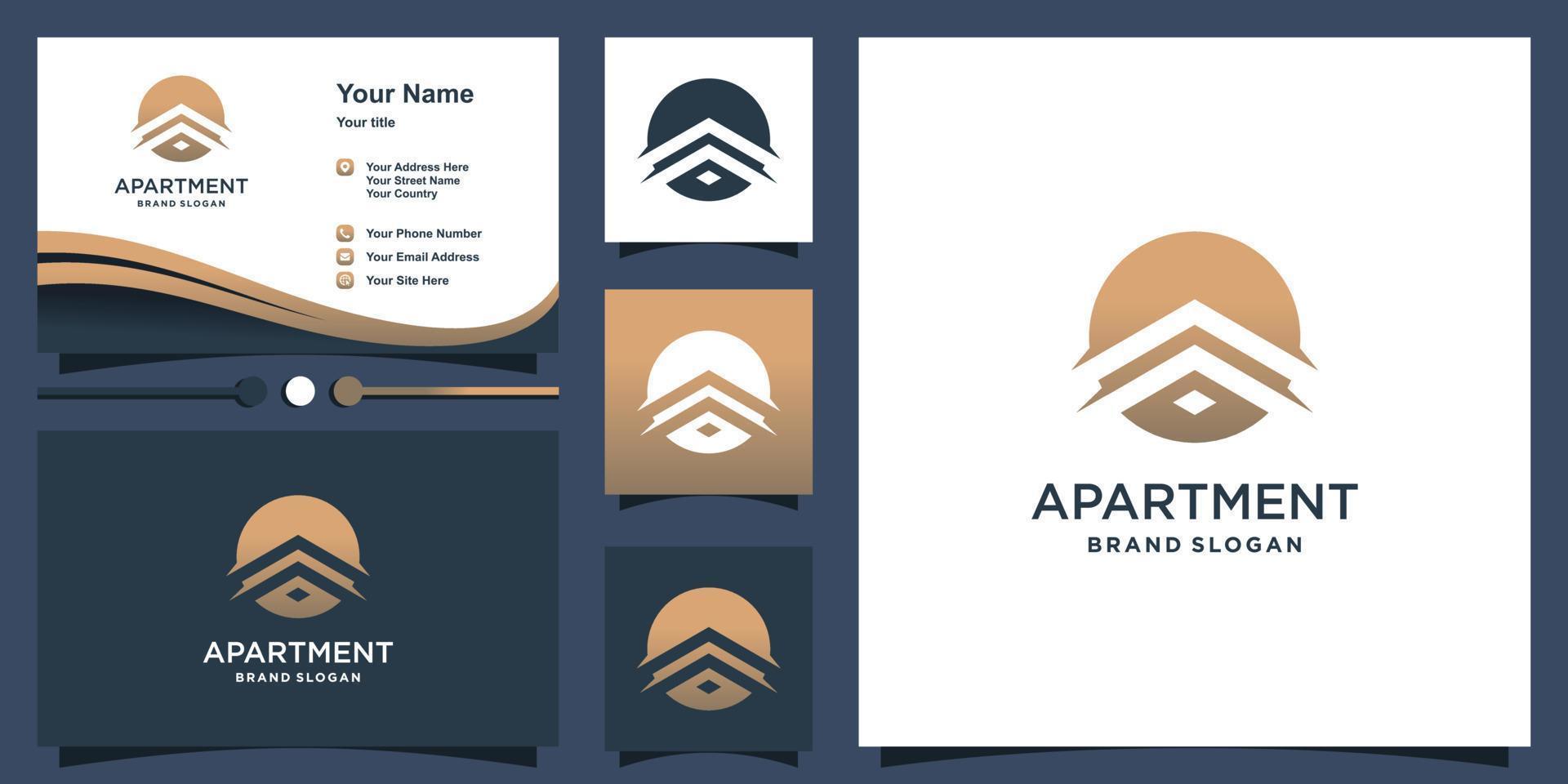 diseño de logotipo de apartamento con idea creativa moderna vector