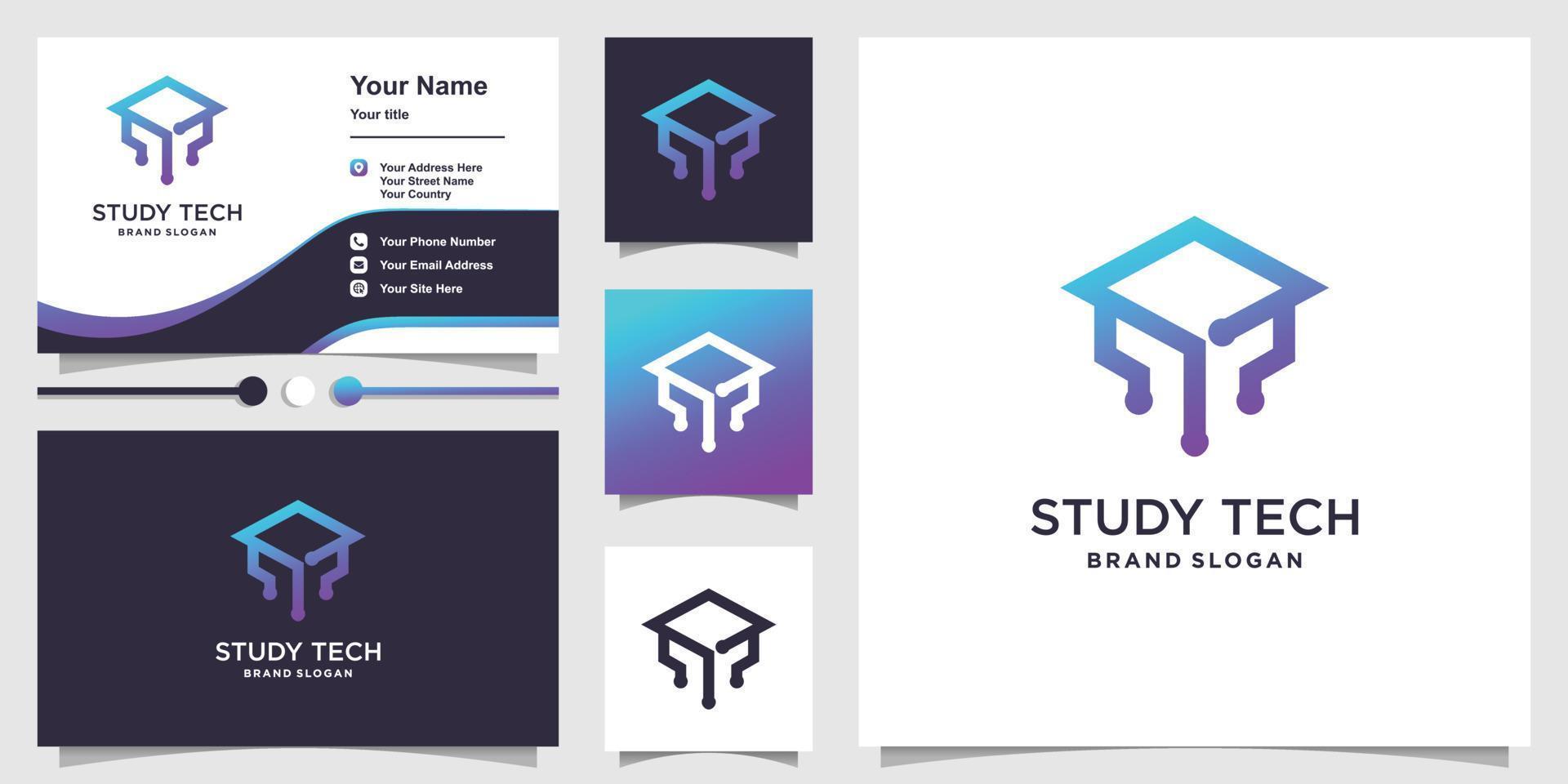 Study logo design with creative technology concept vector