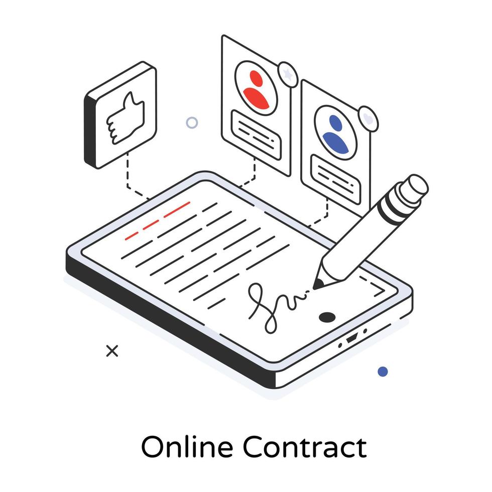 Trendy Online Contract vector