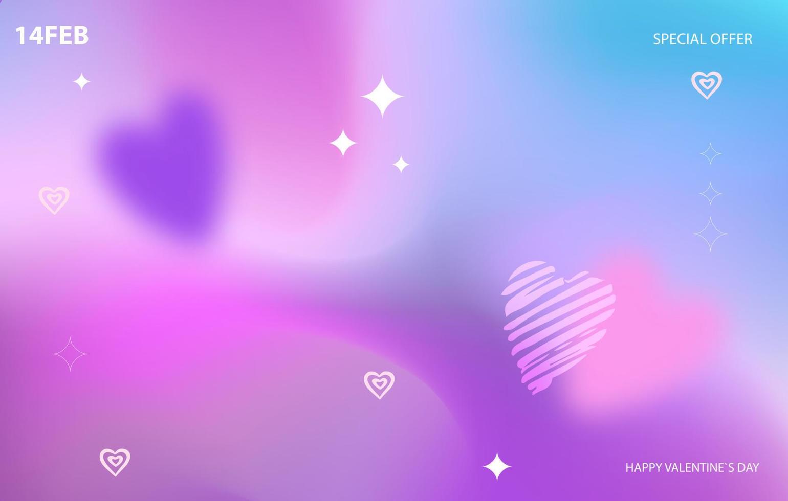 Modern design template for Valentine s Day and love card, banner, poster, cover. Purple and blue colors. Vector illustration.
